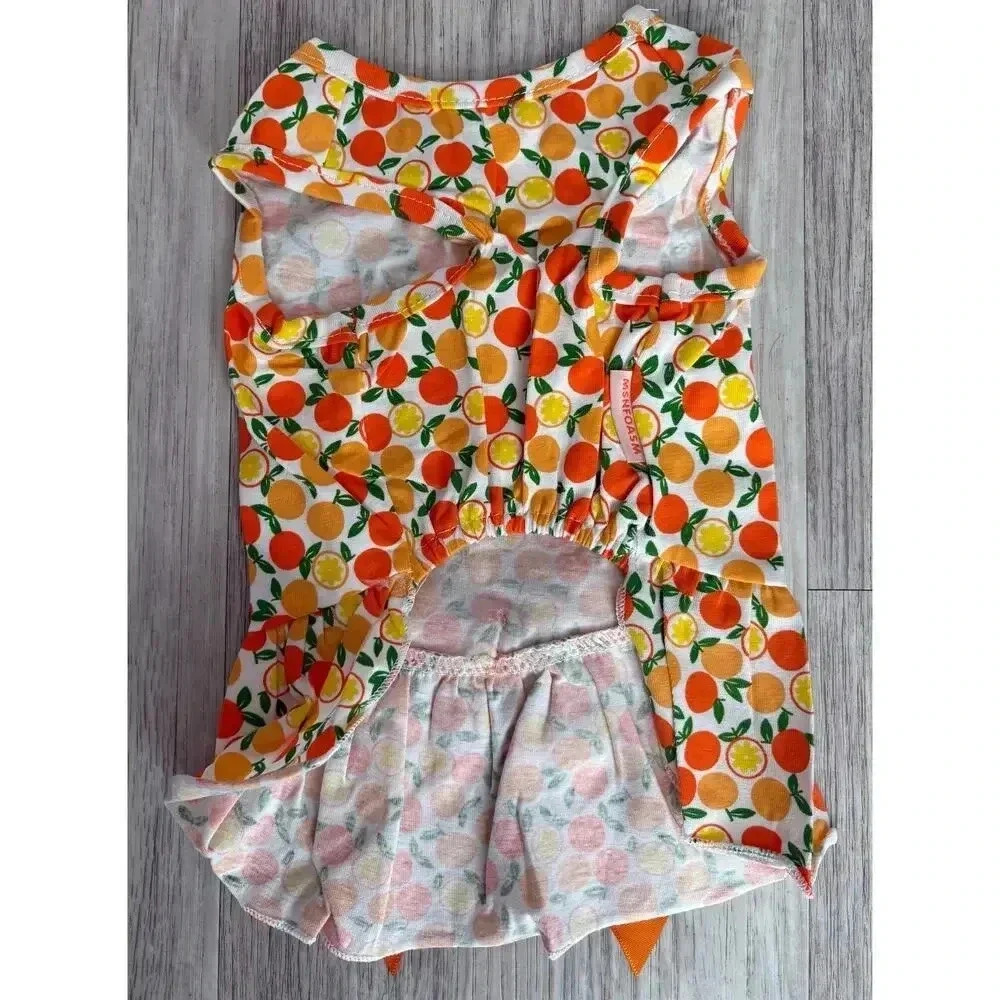 MSNFOASM | Fruit Allover Print Orange Lemon Summer Dog Dress | Small - Picture 2 of 3
